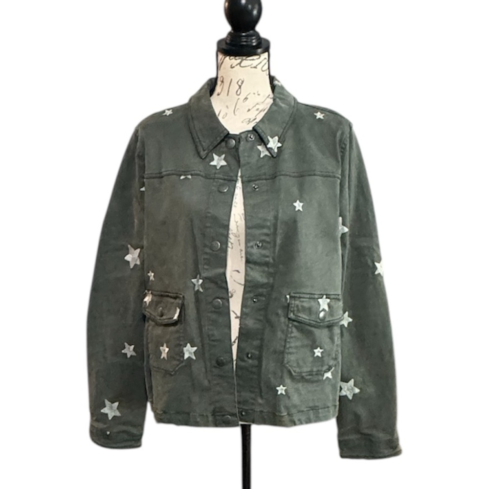 Like New Dear John Olive Green Star-Print Jacket